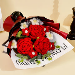 Handmade Crochet Red Rose Bouquet for Special Occasions