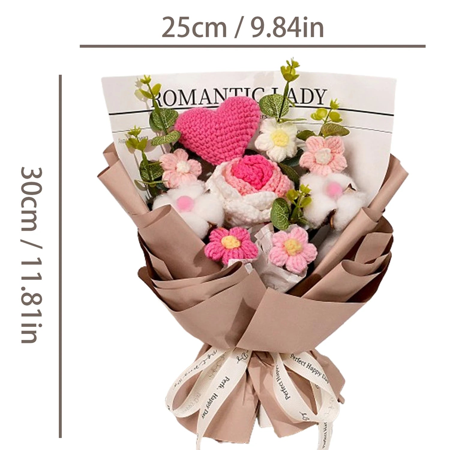 Handmade Crochet Rose Bouquet - Pink & Purple Artificial Roses
