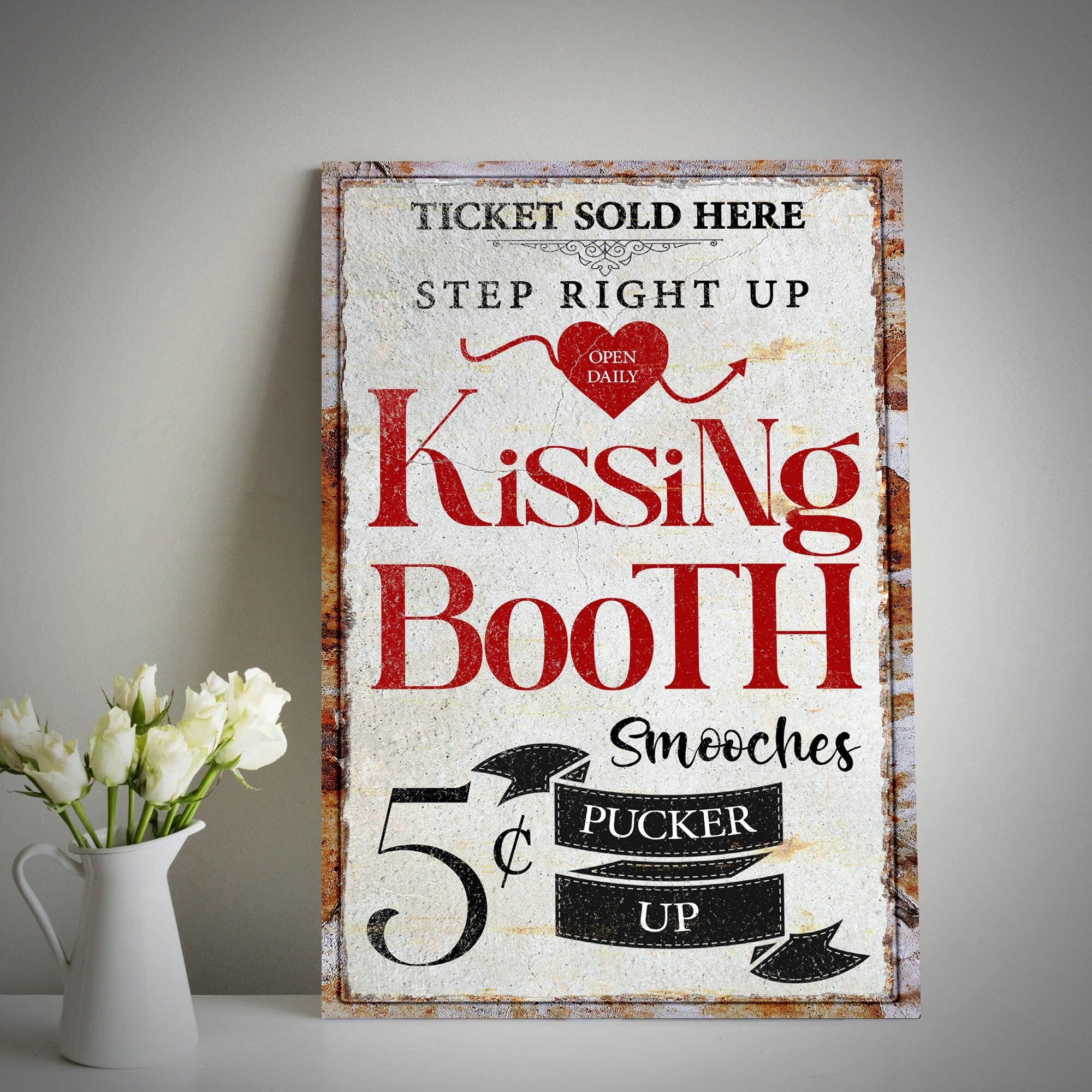 Personalized Valentine's Day Kissing Booth Canvas Sign