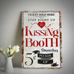 Personalized Valentine's Day Kissing Booth Canvas Sign