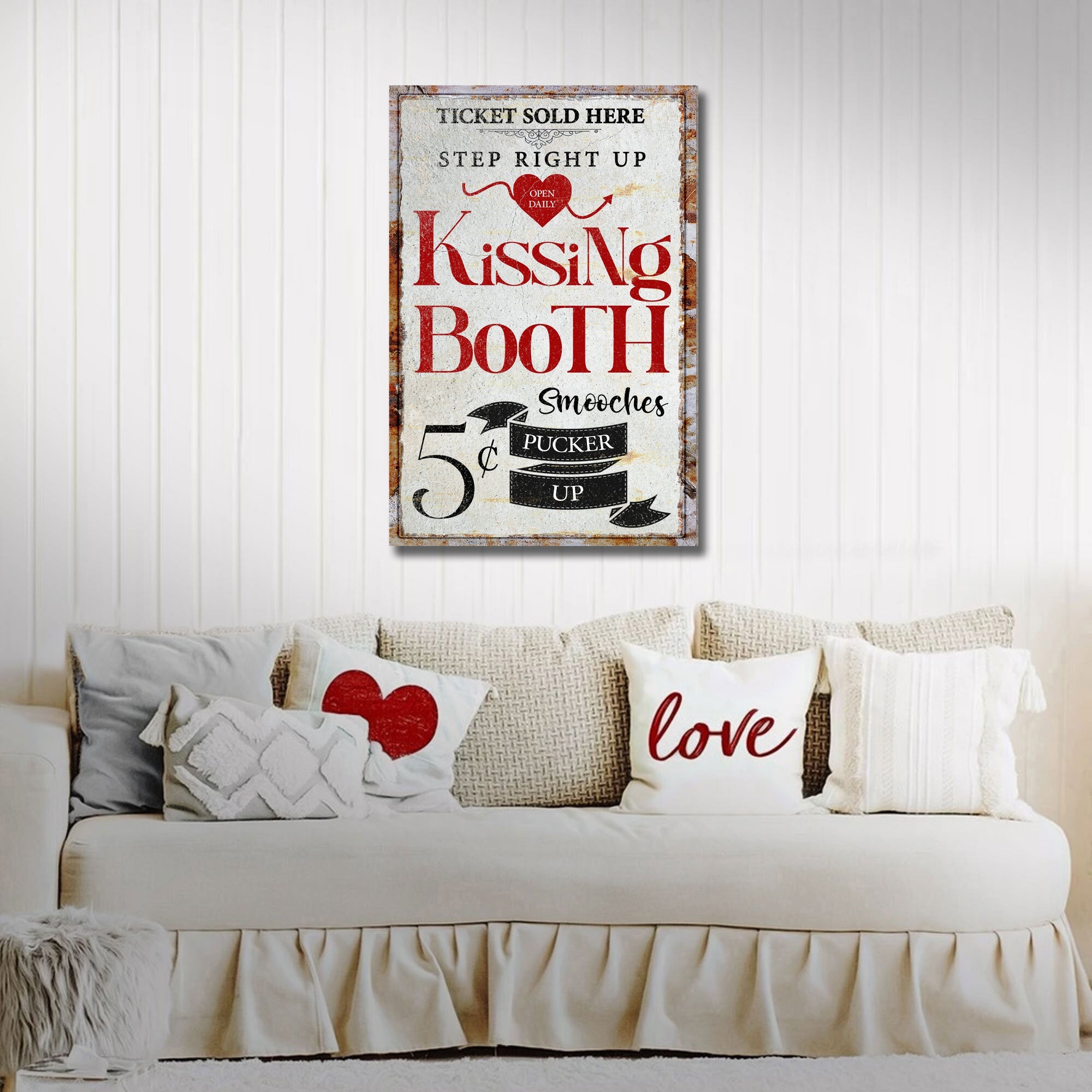 Personalized Valentine's Day Kissing Booth Canvas Sign
