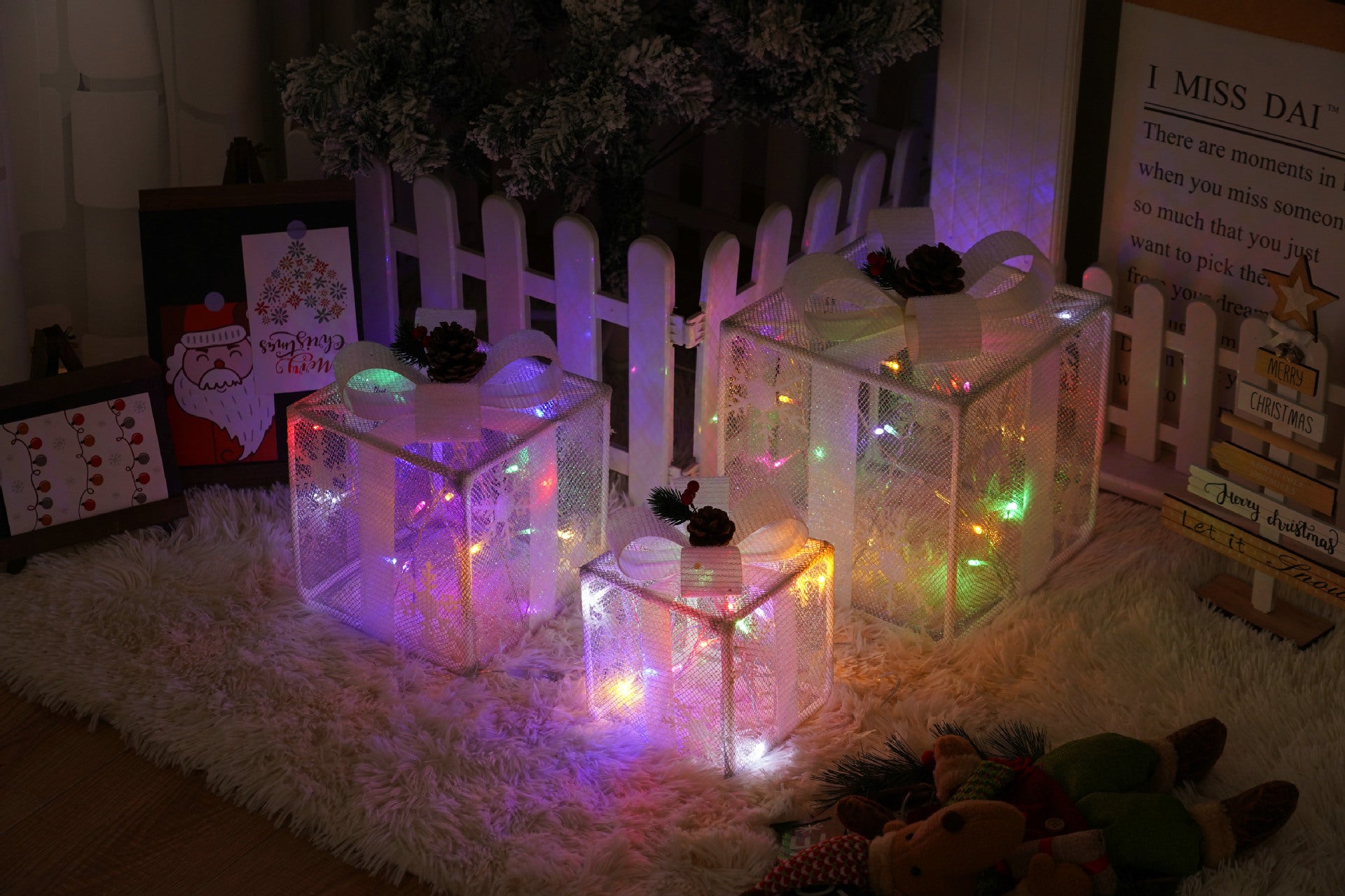 Battery-Powered LED Christmas Gift Box Decoration Lights Set