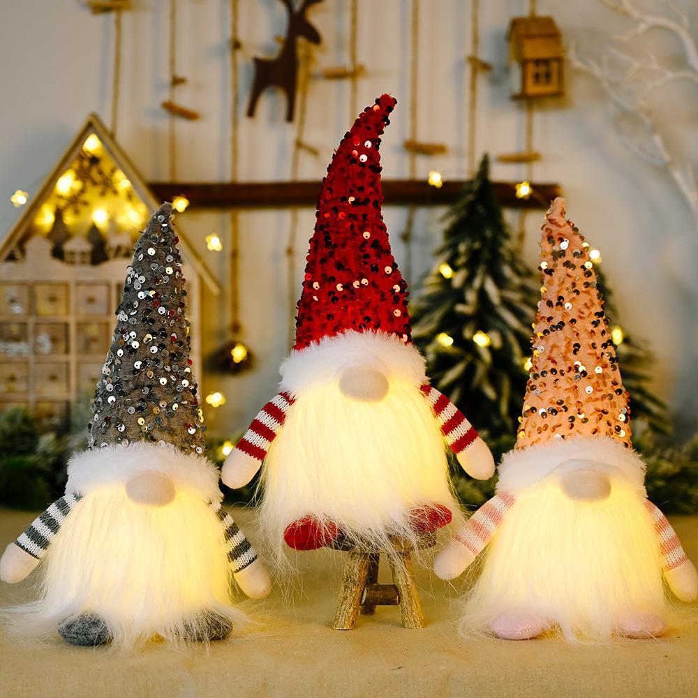 Christmas Rudolph Sequin Ornaments with Lights - 30cm