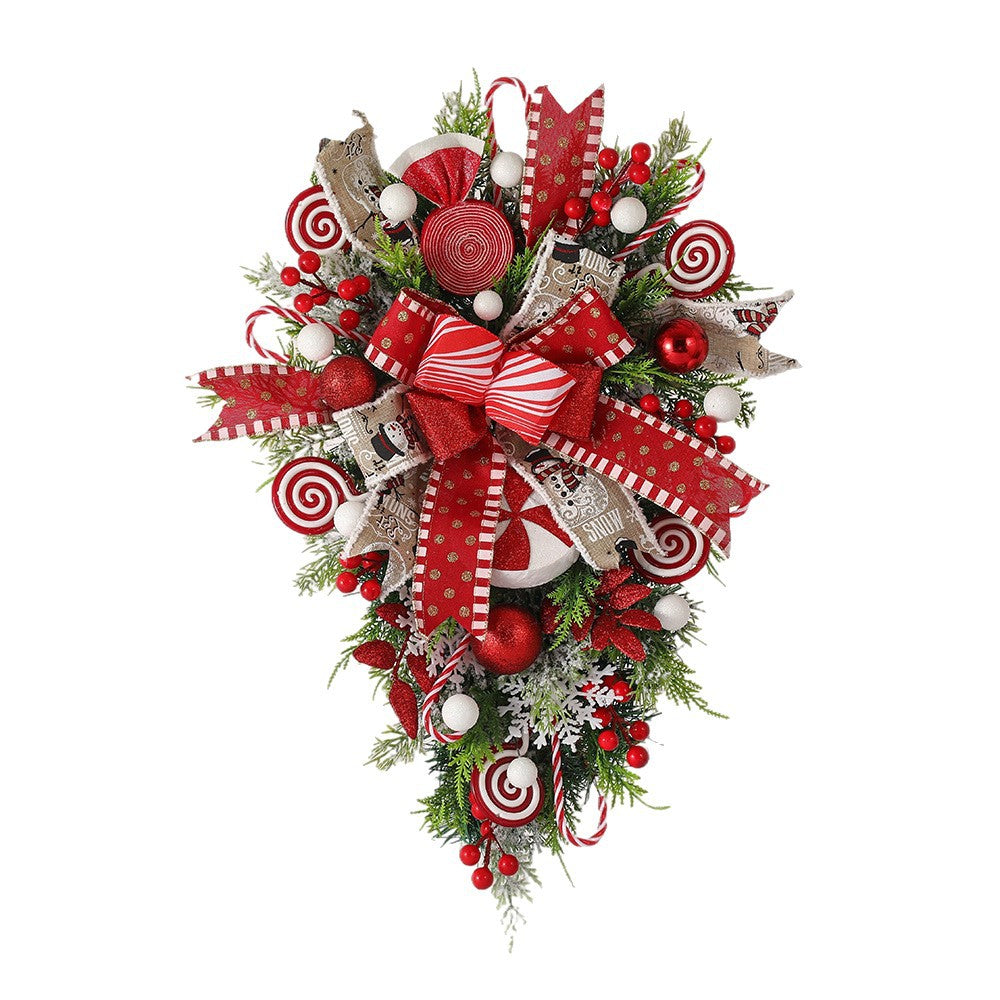 Festive Christmas Wreath & Upside Down Tree Garland Decor