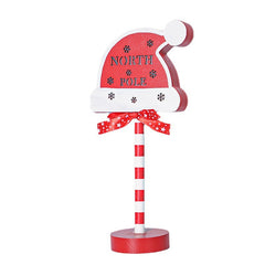 Christmas Wooden LED Lights - North Pole & Stop Sign Decor