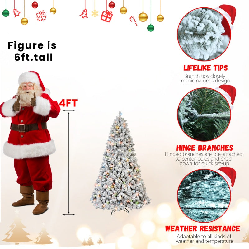 PVC Christmas Tree with Lights, Pine Cones, 4ft to 7ft