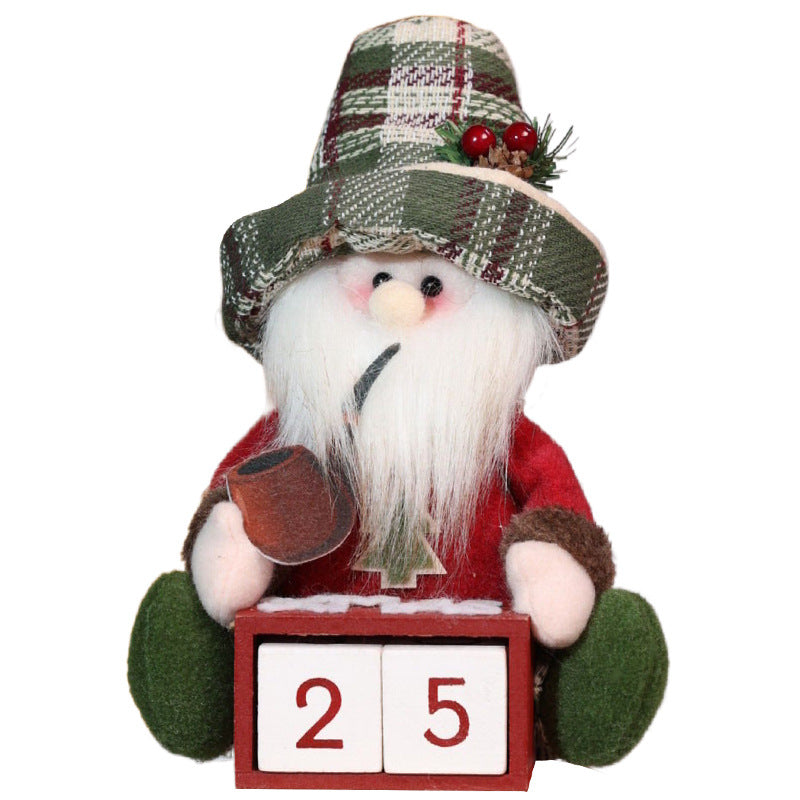 Wooden Christmas Old Man Doll - Cartoon Holiday Decor