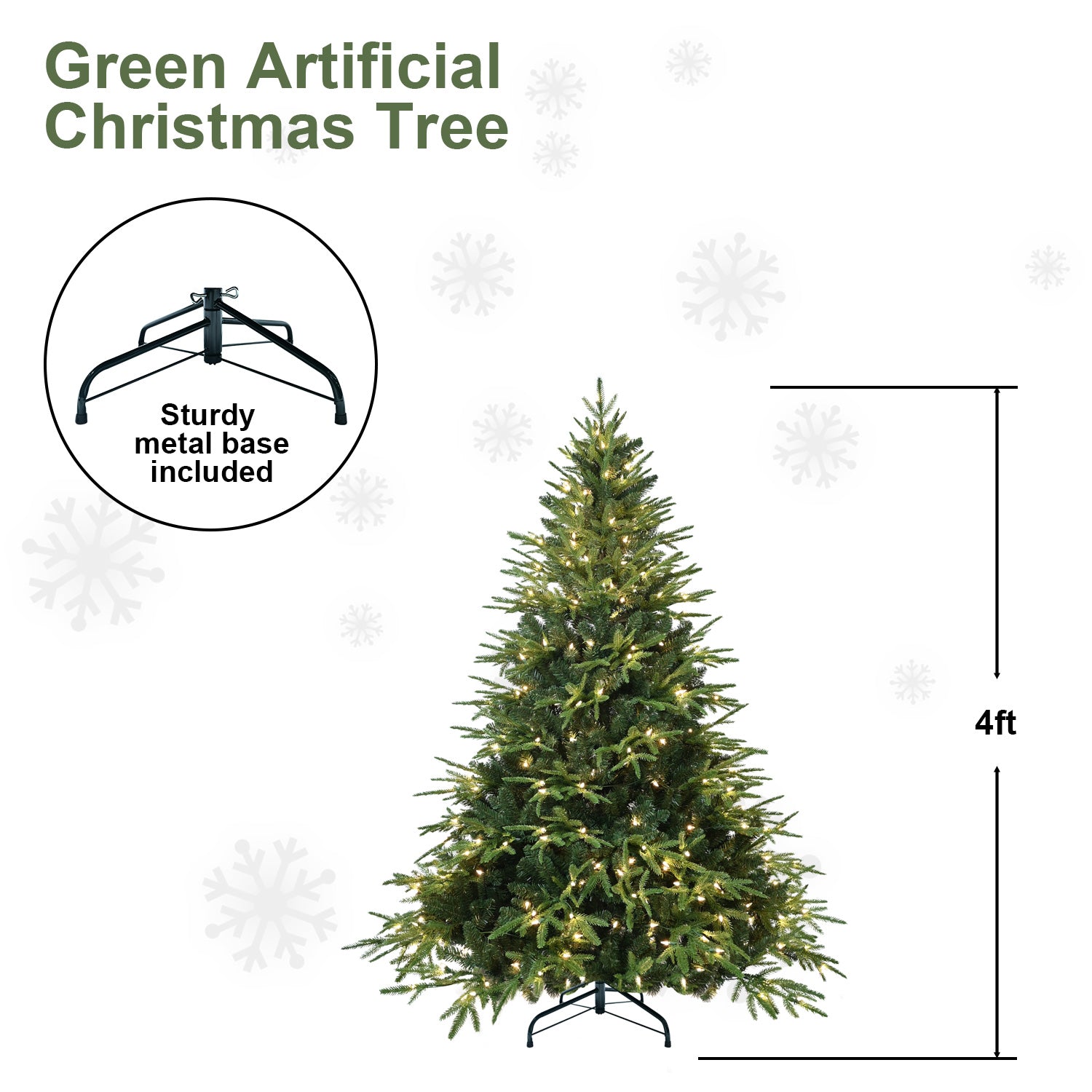 Hybrid PE/PVC Christmas Tree with Lights - Multiple Sizes
