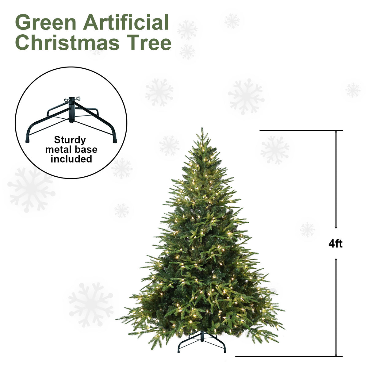 Hybrid PE/PVC Christmas Tree with Lights - Multiple Sizes