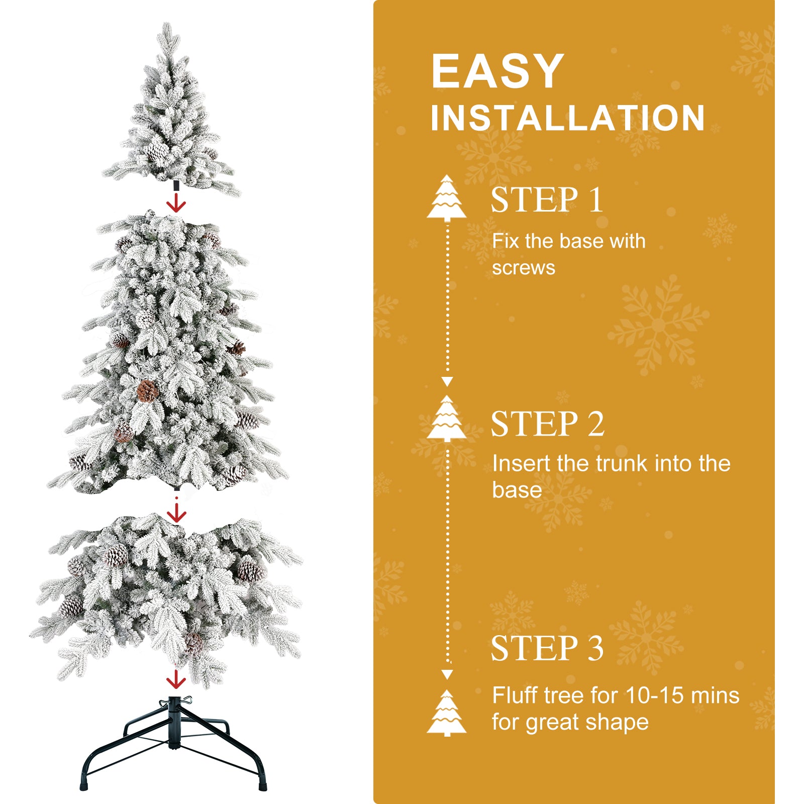 7.5ft to 9ft Automatic Flocking PE/PVC Christmas Trees