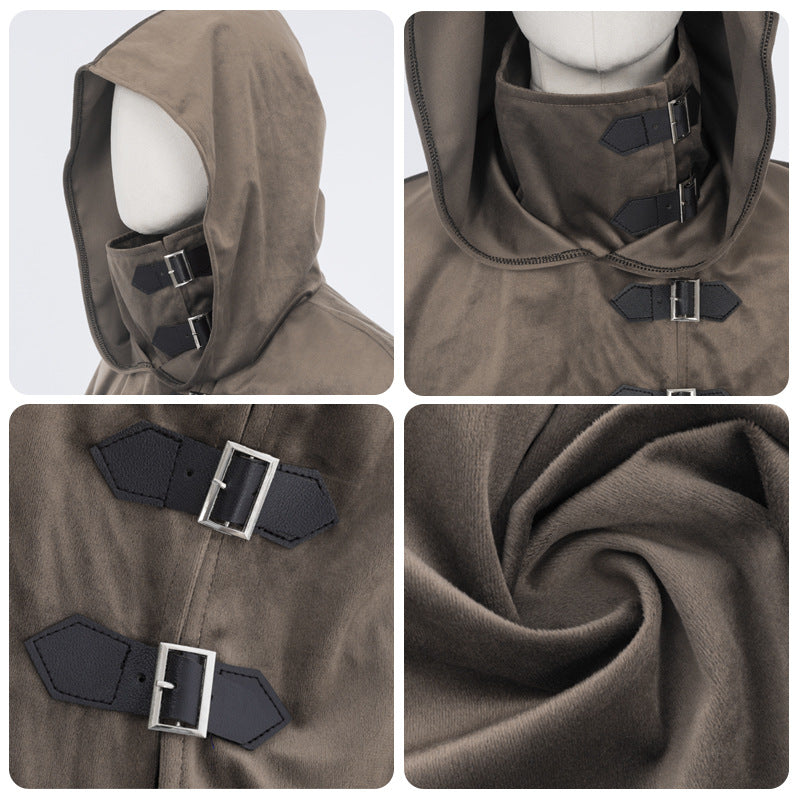 Hooded monk robe costume detail view