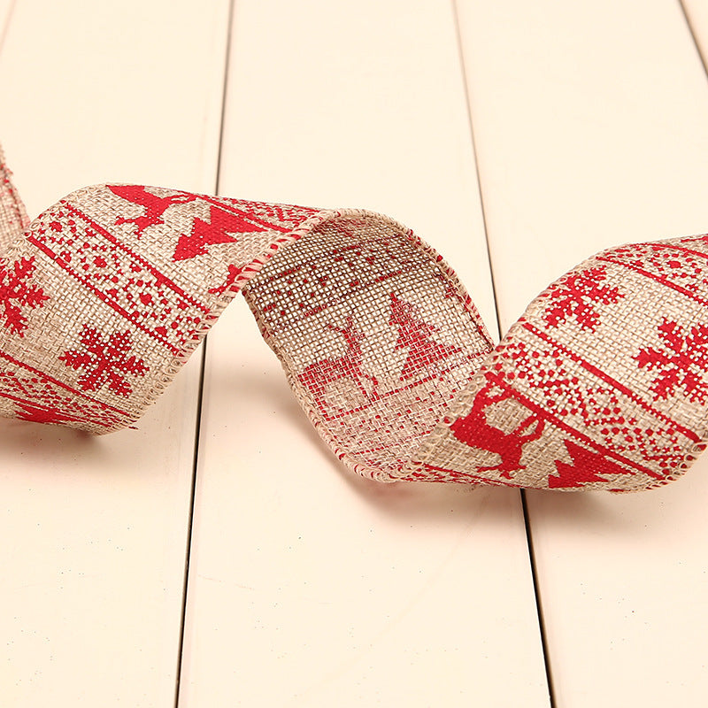 Festive Polka Dot Linen Christmas Ribbon - 2m Variety Set
