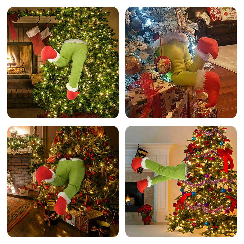 Festive Green Grinch Leg Ornament for Christmas Trees