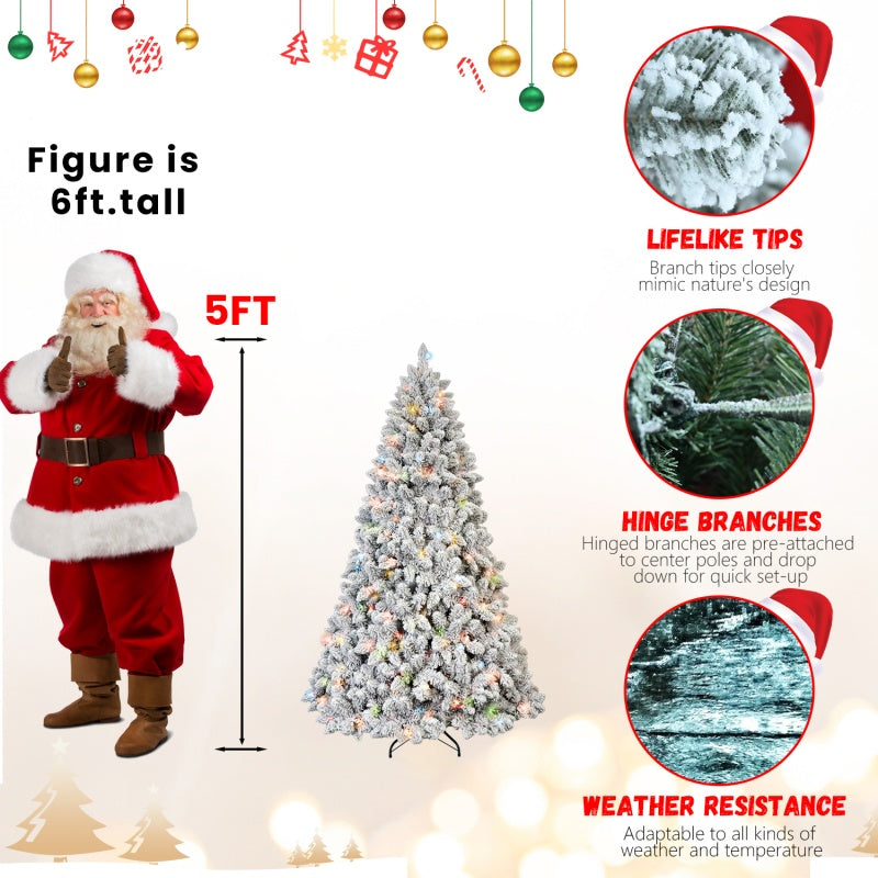 PVC Christmas Tree with Lights, Pine Cones, 4ft to 7ft