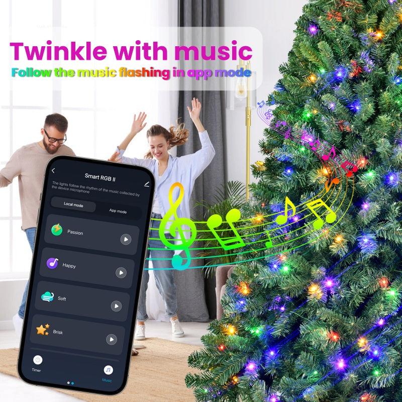 6ft & 7ft PVC Christmas Trees with Wifi Lights & Decorations