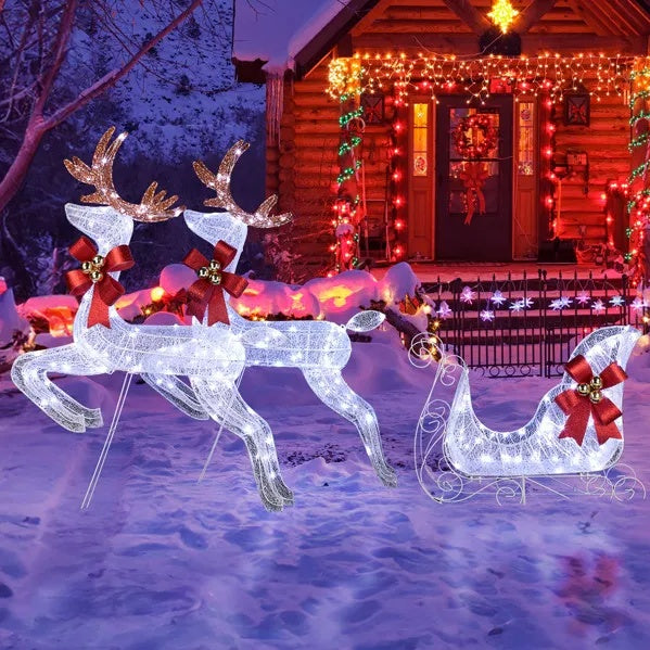 Lighted Reindeer & Sleigh Set with 270 LED Holiday Lights