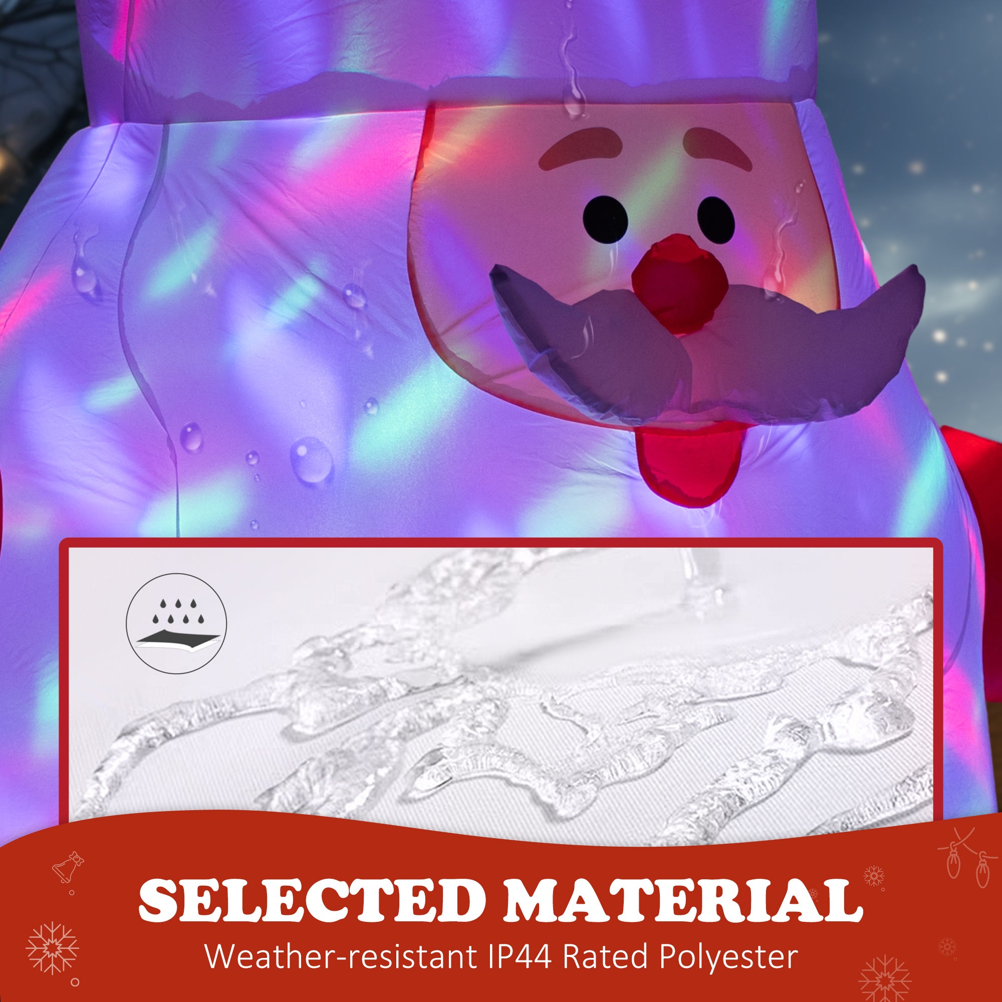 Santa & Penguin Inflatable with LED Lights and Candy Cane