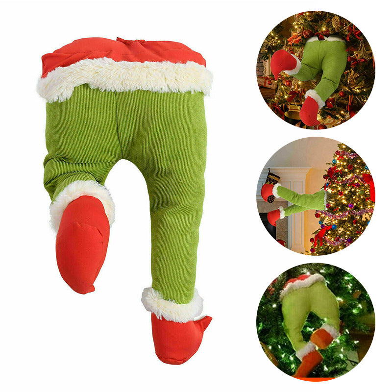 Festive Green Grinch Leg Ornament for Christmas Trees
