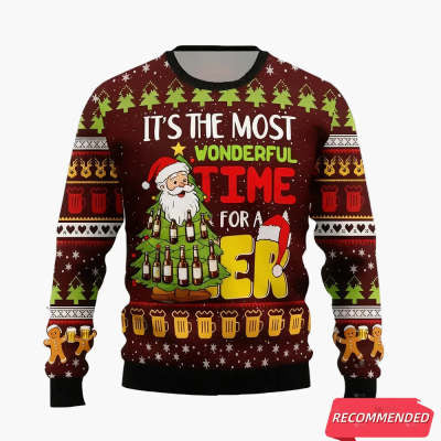 Unisex Digital Print Christmas Sweater - Polyester Top
