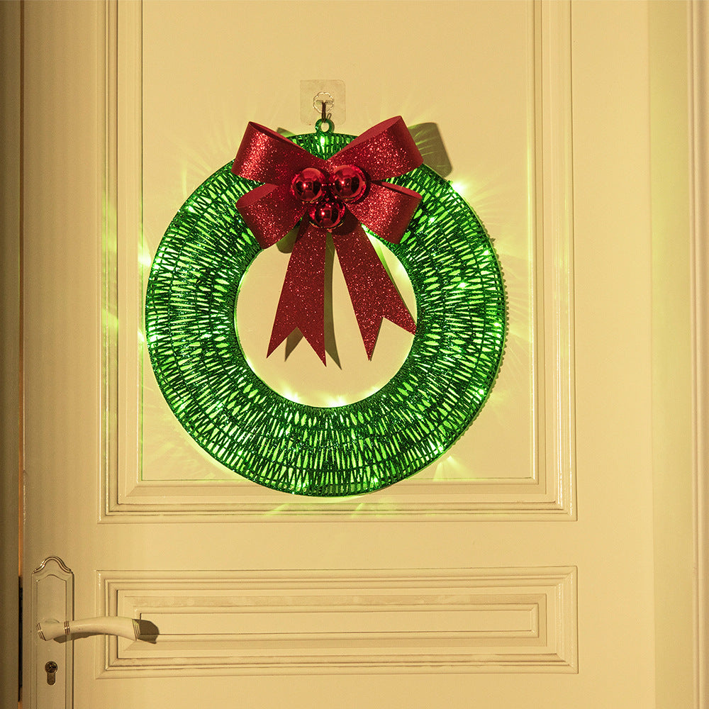 50CM LED Christmas Wreath with Bowknot - Warm Light Decor