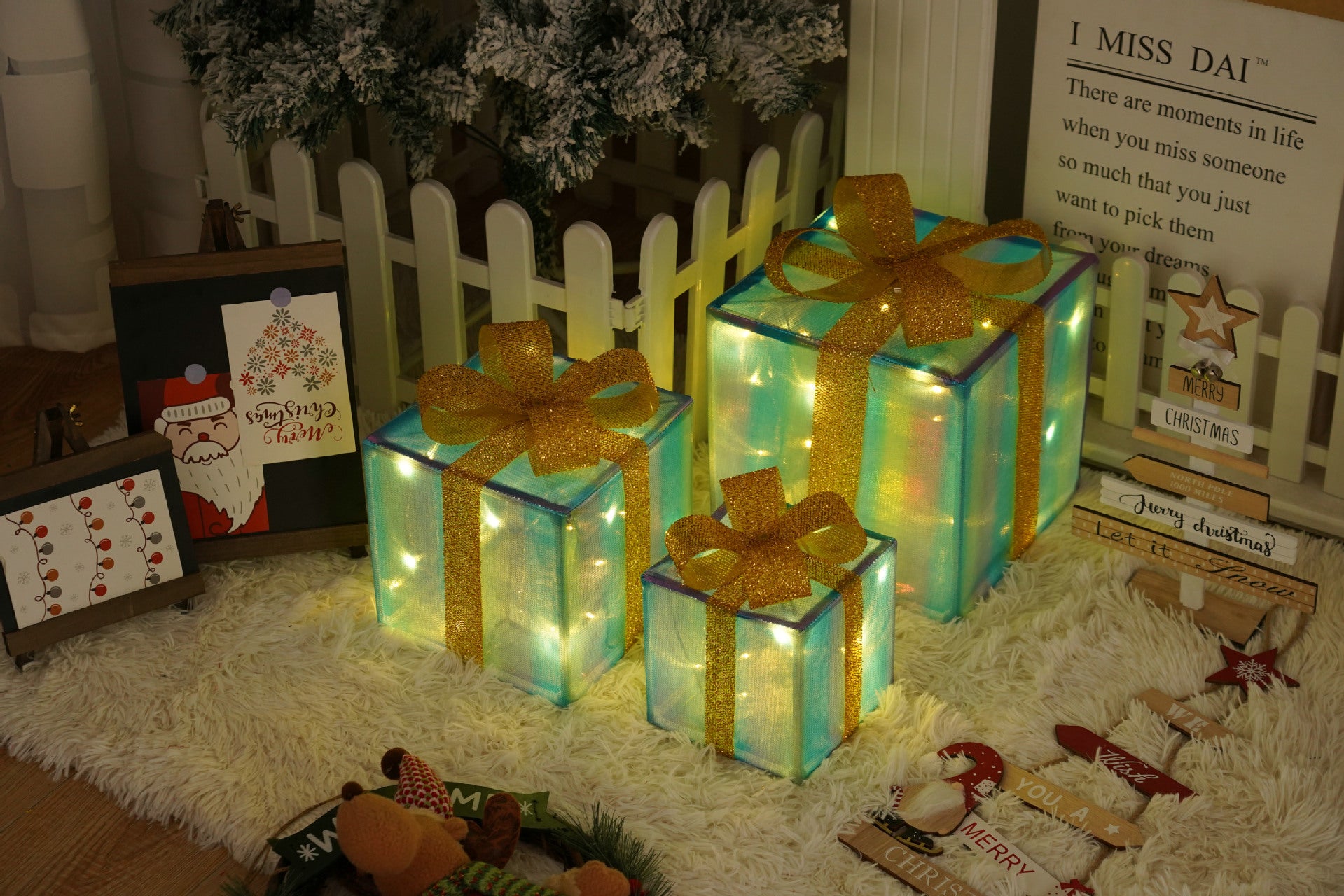 Battery-Powered LED Christmas Gift Box Decoration Lights Set