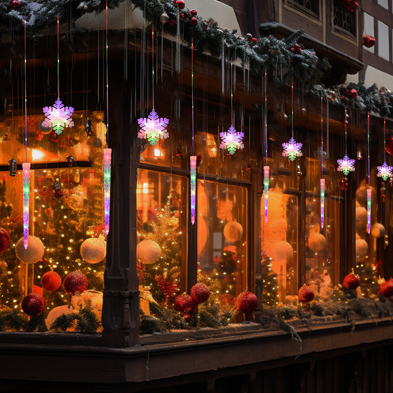 Colorful Snowflake Icicle USB Lights - 8 Modes for Christmas