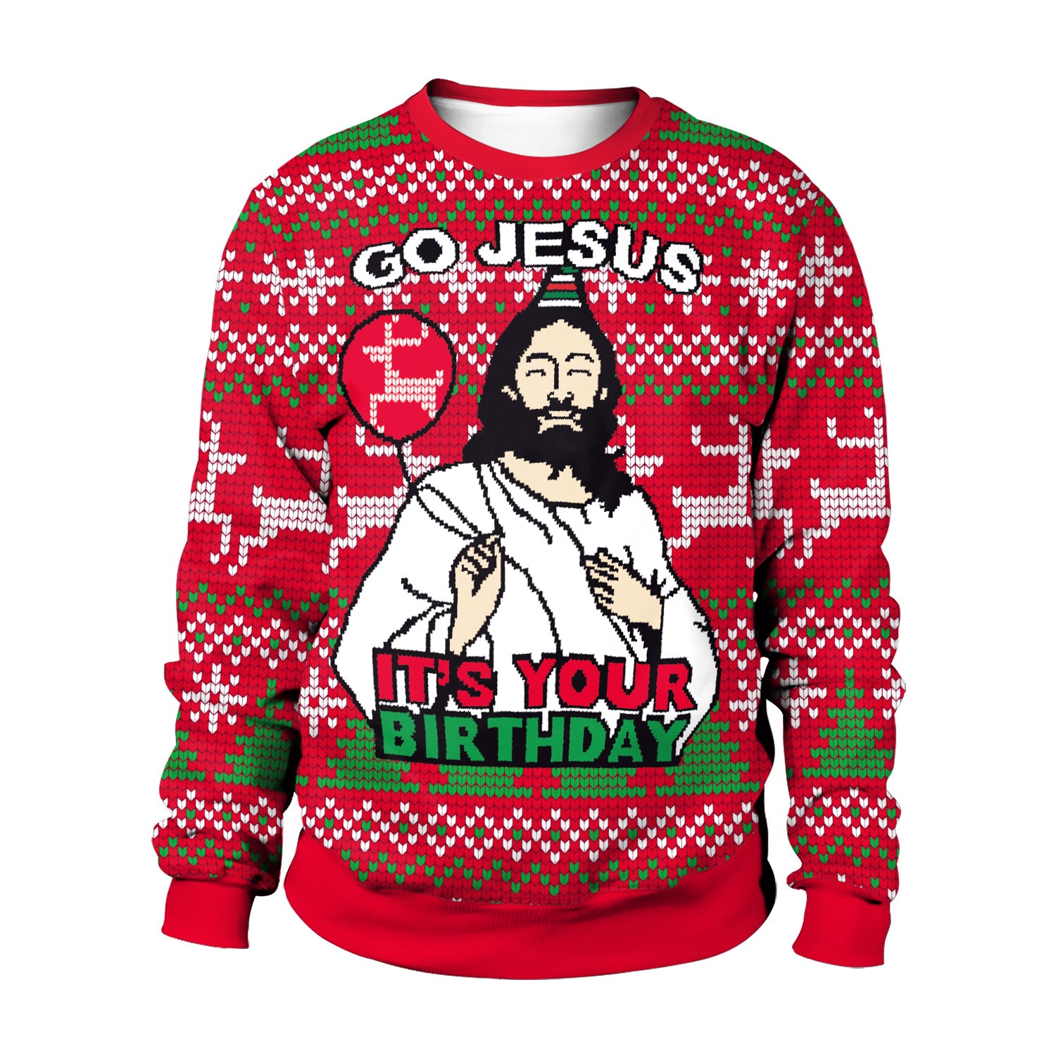Unisex Digital Print Christmas Sweater - Polyester Top