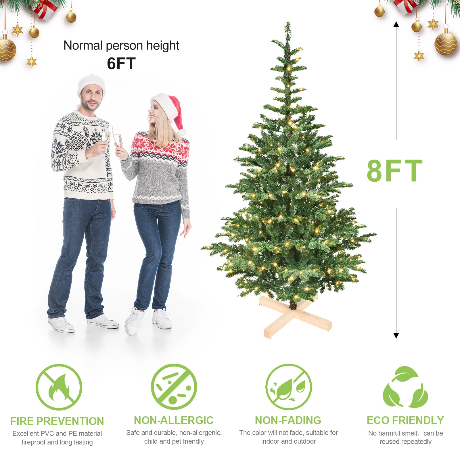 PE/PVC Christmas Tree in 5 to 8 ft - Holiday Decorations