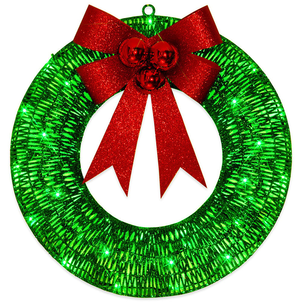 50CM LED Christmas Wreath with Bowknot - Warm Light Decor