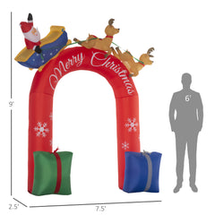 Inflatable Christmas Arch with Santa and Sleigh LED Lights