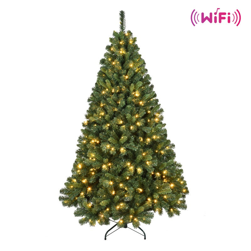 6ft & 7ft PVC Christmas Trees with Wifi Lights & Decorations