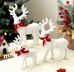 Christmas White Deer Plush Decoration - Large, Medium, Small