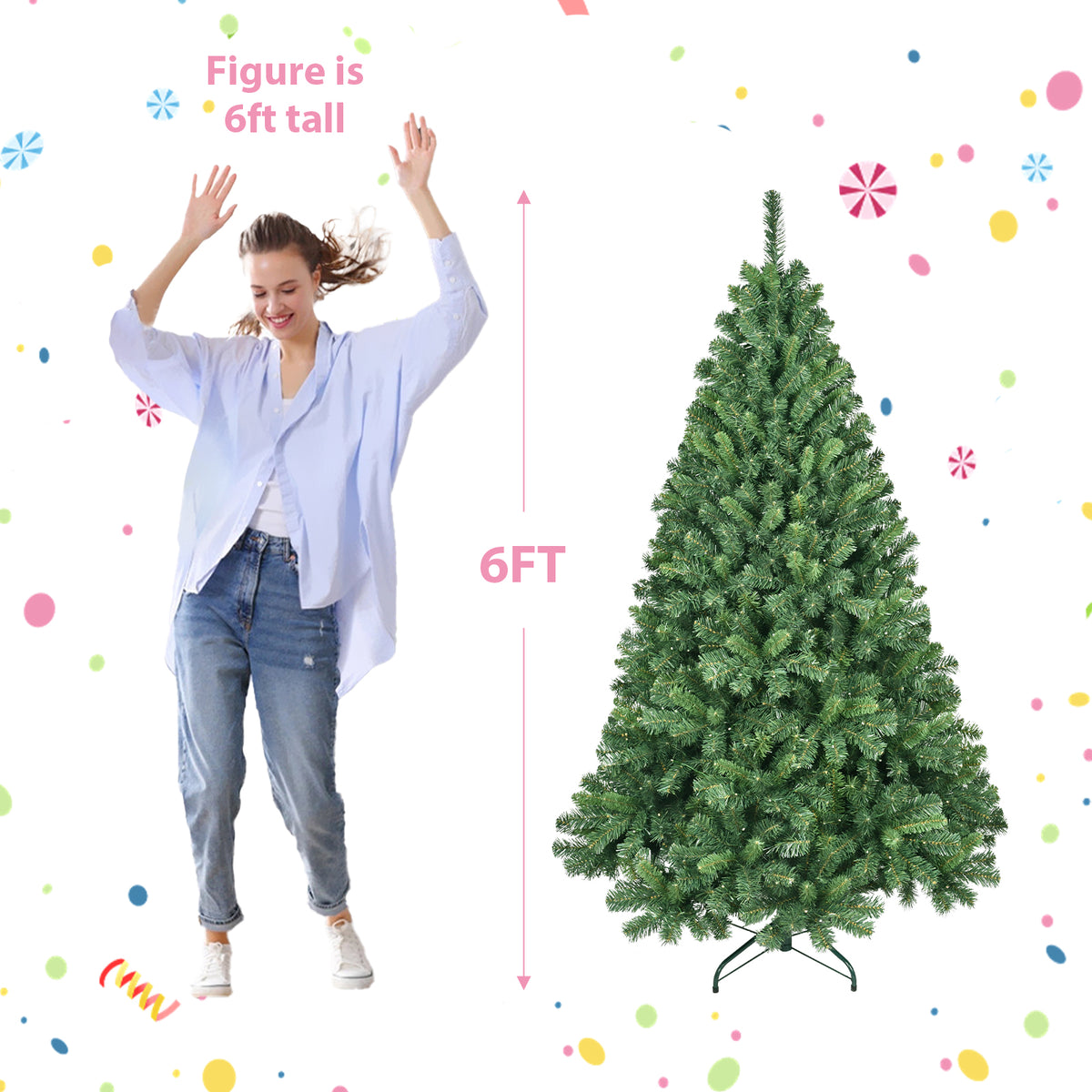 6ft & 7ft PVC Christmas Trees with Wifi Lights & Decorations