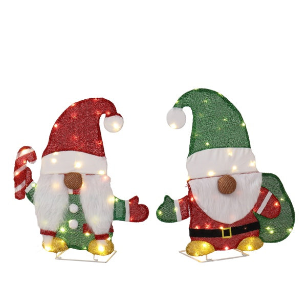 Lighted Gnome & Candy Cane Christmas Decor with 80 LEDs