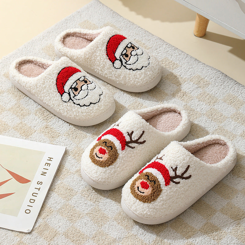 Cozy Cartoon Santa & Animal Winter Slippers for Couples