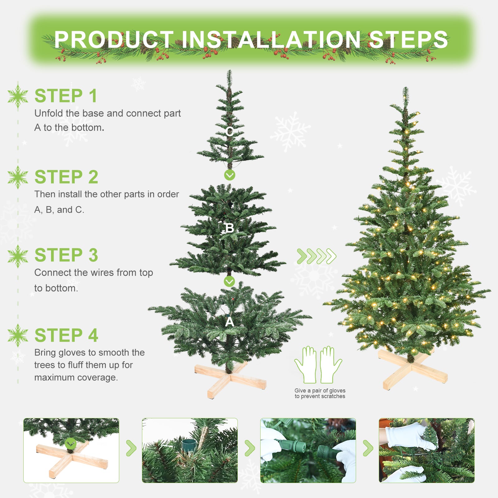 PE/PVC Christmas Tree in 5 to 8 ft - Holiday Decorations