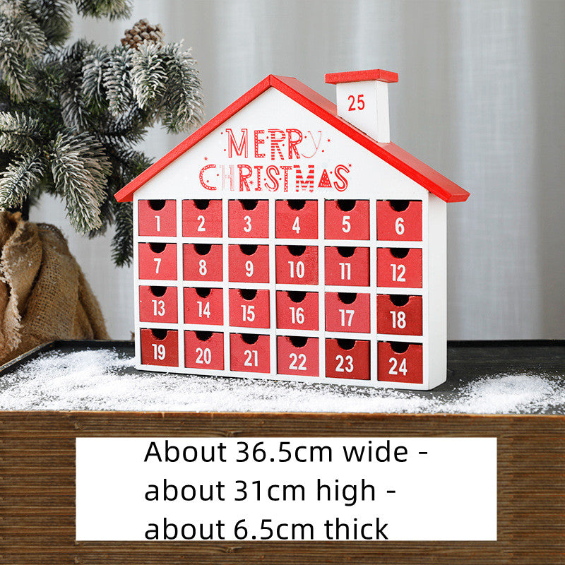Handcrafted Wooden Christmas Calendar - Red & Green Decor