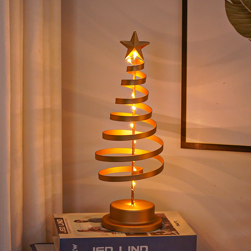 LED Metal Spiral Christmas Tree Decor with Warm Lights