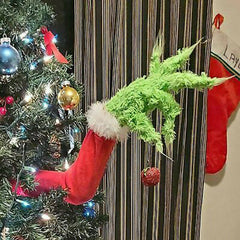 Festive Green Grinch Leg Ornament for Christmas Trees