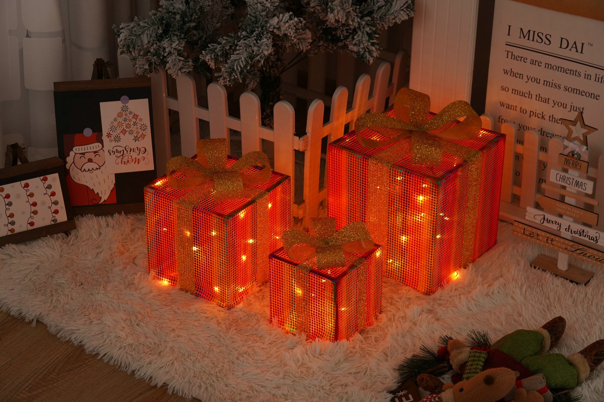 Battery-Powered LED Christmas Gift Box Decoration Lights Set