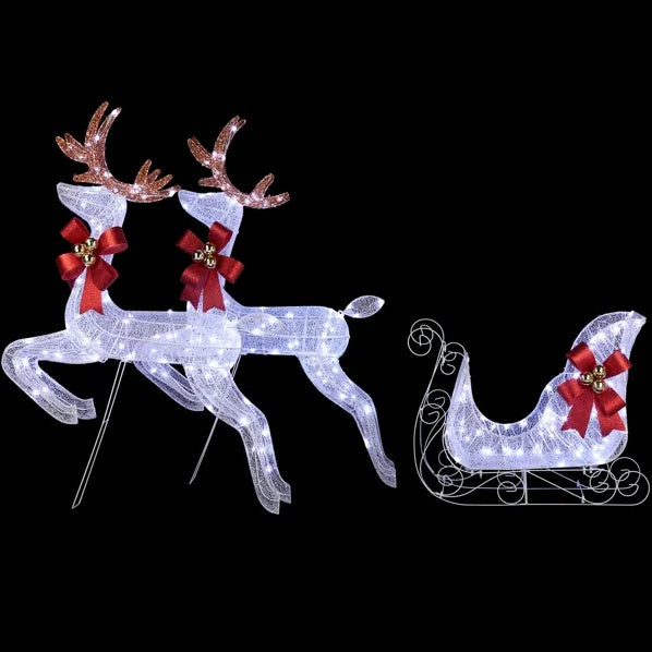 Lighted Reindeer & Sleigh Set with 270 LED Holiday Lights