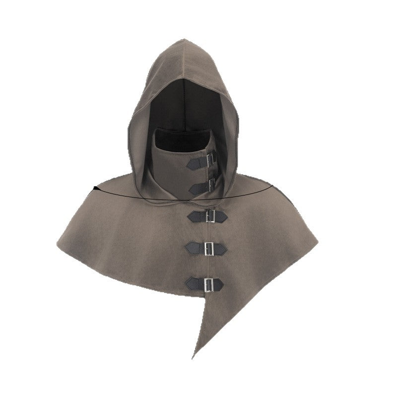 Hooded monk robe costume detail view