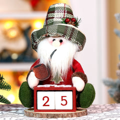 Wooden Christmas Old Man Doll - Cartoon Holiday Decor
