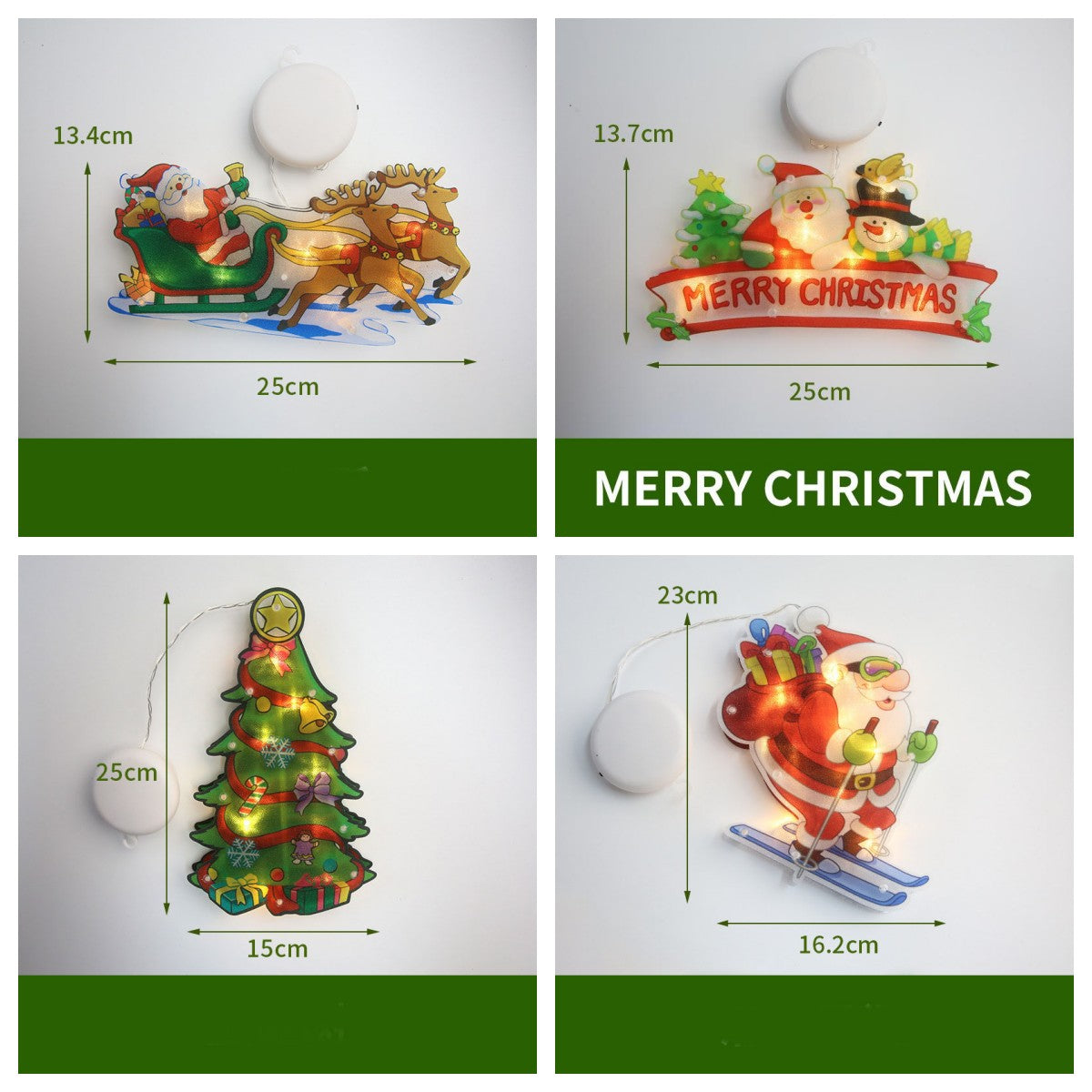 LED Suction Cup Christmas Window Lights - Festive Decor