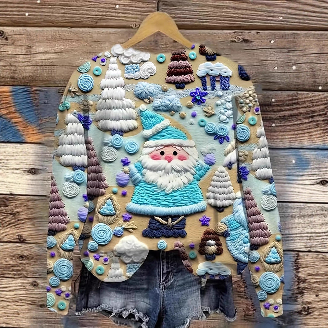 Women's 3D Christmas Pattern Pullover Sweatshirt - Sizes S-XXXL