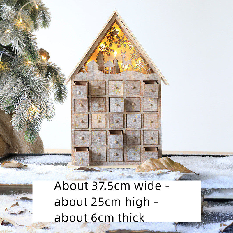 Handcrafted Wooden Christmas Calendar - Red & Green Decor