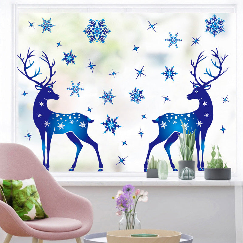 Christmas Elk & Snowflake Window & Wall Sticker Decoration