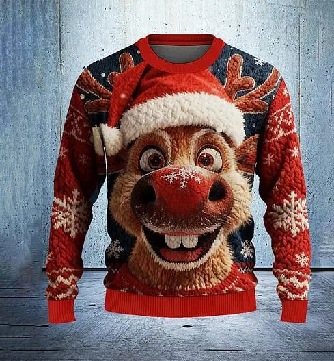 Unisex 3D Printed Christmas Snowman Sweatshirt, Sizes S-6XL