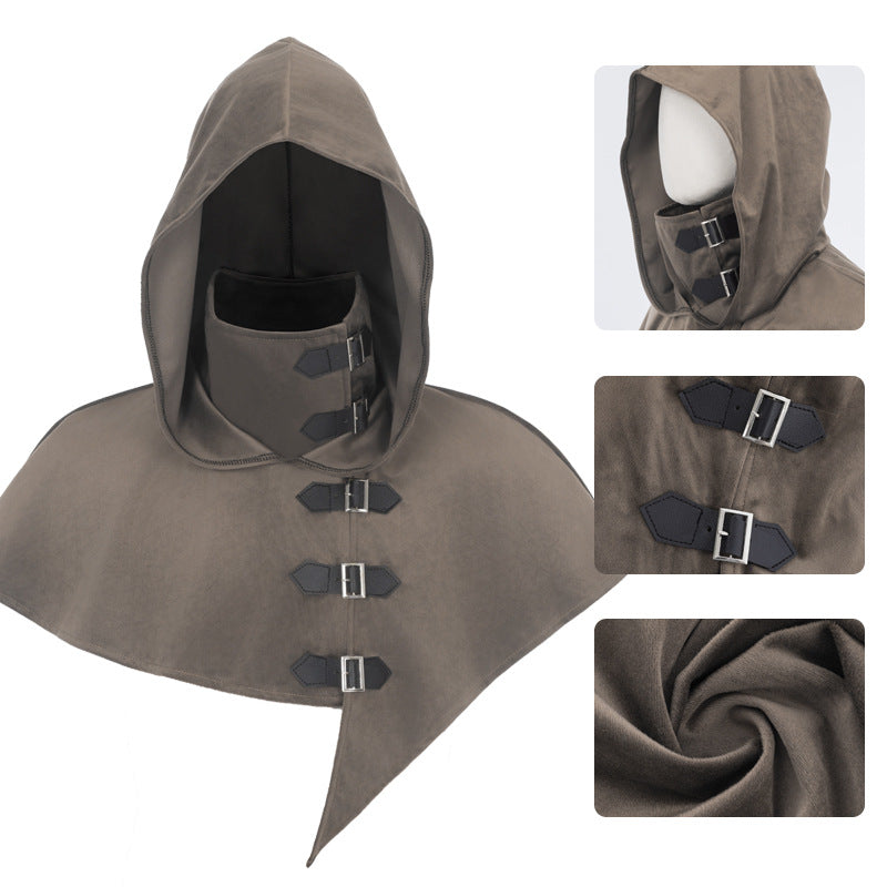 Hooded monk robe costume detail view