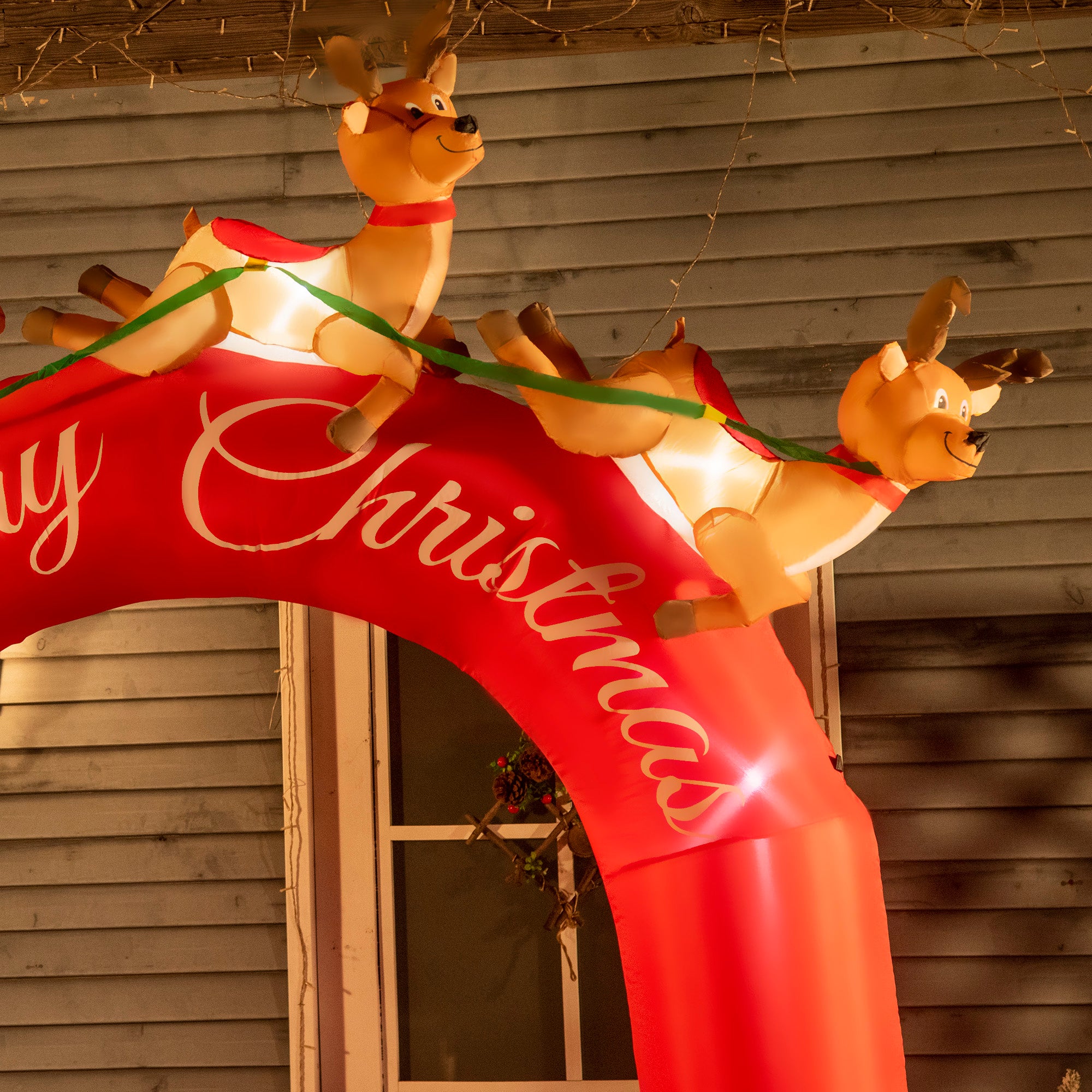 Inflatable Christmas Arch with Santa and Sleigh LED Lights